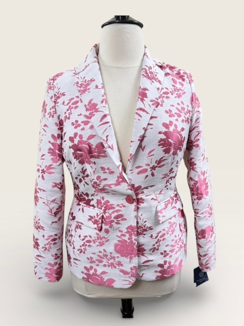 Doncaster Collection Pink Floral Shimmer Jacket, Size 12